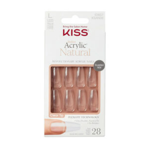 Les faux ongles Kiss Products Acrylic Natural Crystal avec fond blanc